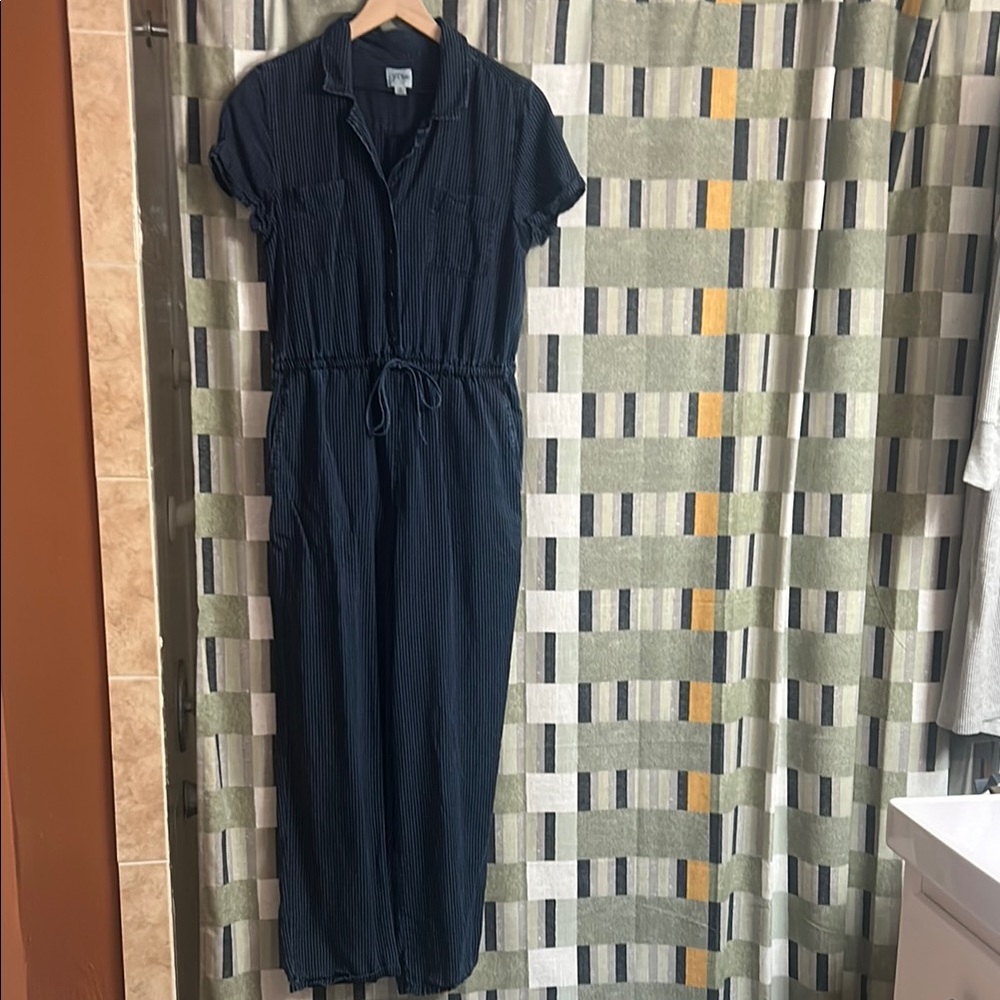 J. Crew Blue Notched Collar Cuffed Sleeve Maxi